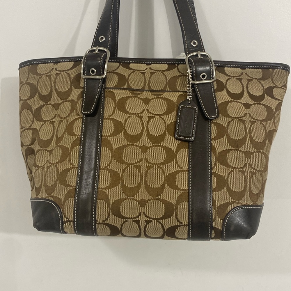 Used  brown/tan Coach logo shoulder bag